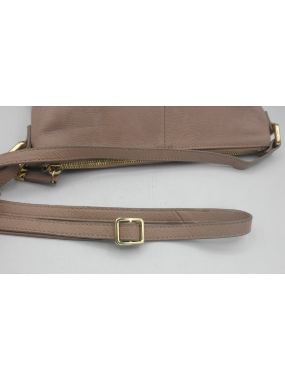 Margot Peach Blush Leather Double Top Zip Crossbody Shoulder Bag Genuine Leather - Picture 9 of 16